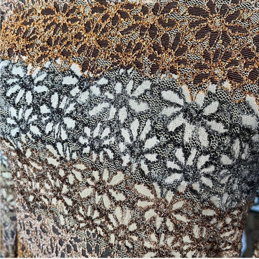 Vintage Tan & Brown Floral Y2k Lace Top - Picture 3 of 5